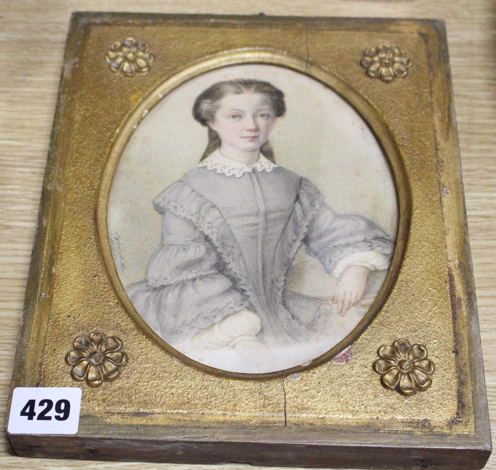 Sophie Mittler (19th century), watercolour, Portrait of a lady, signed, 19 x 14.5cm